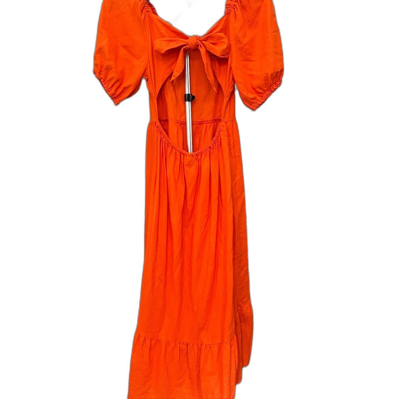 Women's Midi Dress Puff-Sleeve Backless Orange - Who What Wear — image 2 of 8